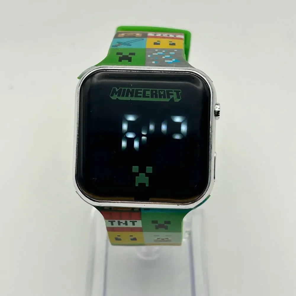 Accutime Minecraft LED Watch Featuring character-themed Silicone Strap